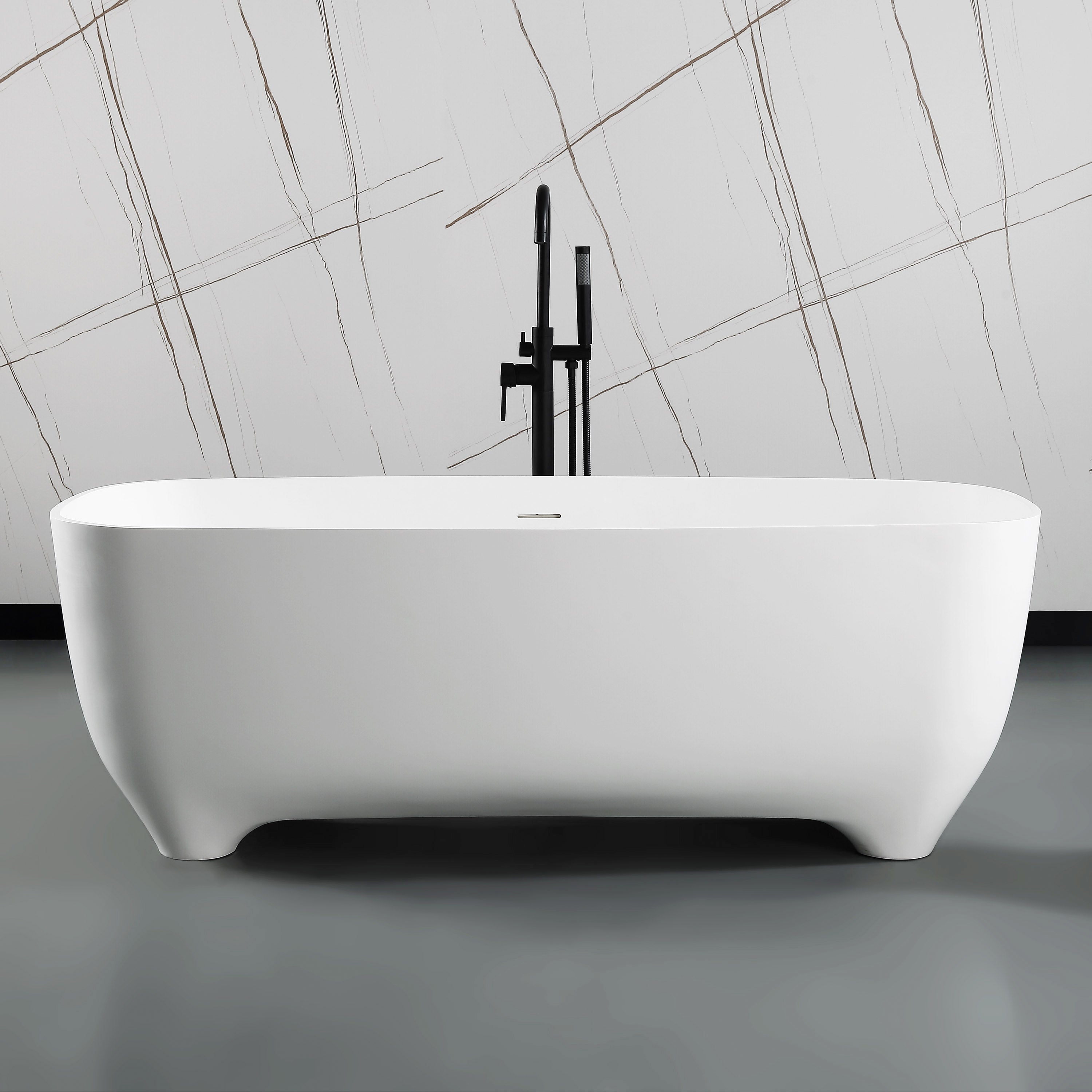 67 Inch White Matte Solid Surface Resin Bathtub ALFI Brand (AB9980)