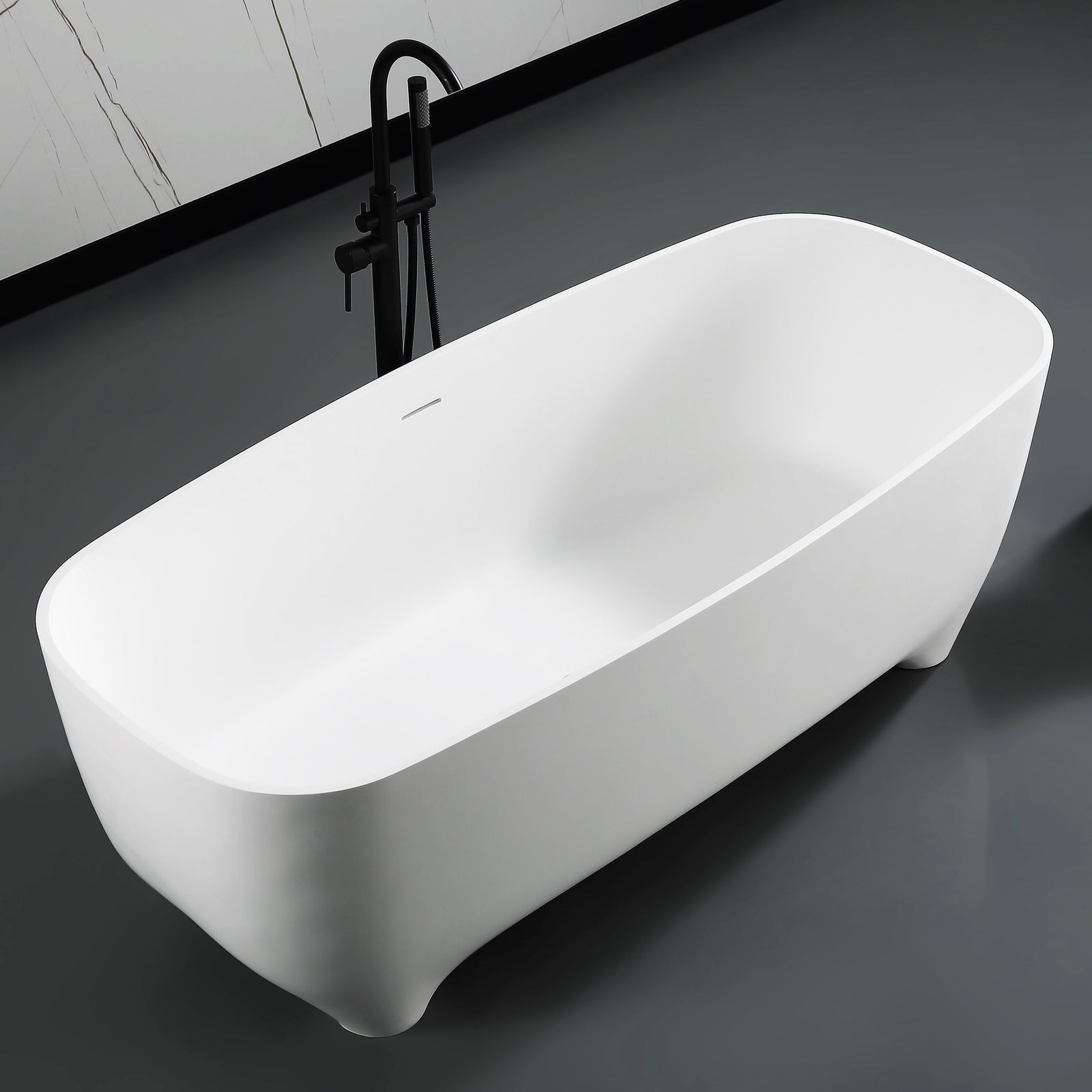 67 Inch White Matte Solid Surface Resin Bathtub ALFI Brand (AB9980)