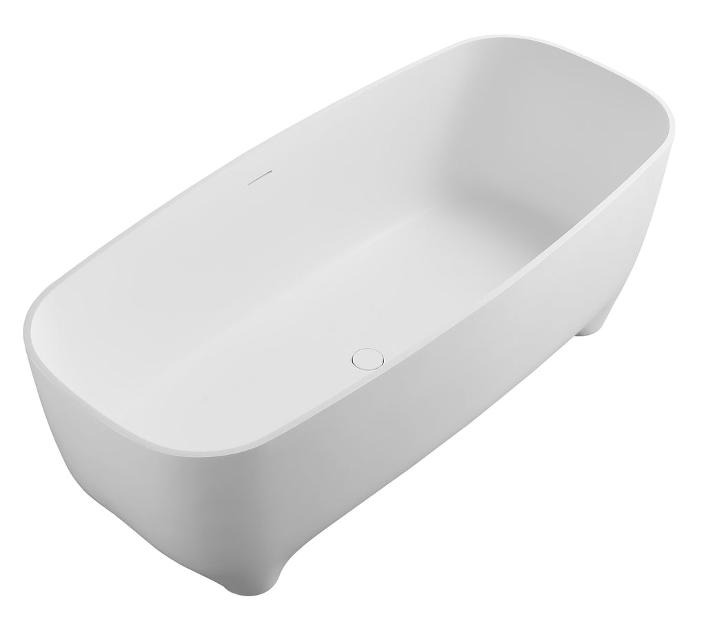 67 Inch White Matte Solid Surface Resin Bathtub ALFI Brand (AB9980)