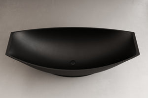 Black Matte 71 Inch Solid Surface Resin Free Standing Hammock Style Bathtub ALFI Brand (AB9991BM)