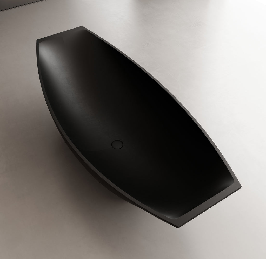 Black Matte 71 Inch Solid Surface Resin Free Standing Hammock Style Bathtub ALFI Brand (AB9991BM)