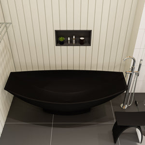 Black Matte 71 Inch Solid Surface Resin Free Standing Hammock Style Bathtub ALFI Brand (AB9991BM)
