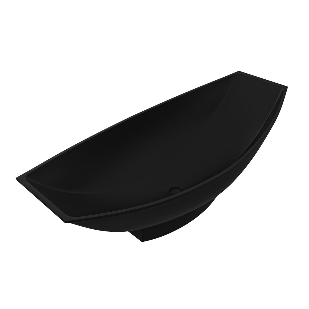 Black Matte 71 Inch Solid Surface Resin Free Standing Hammock Style Bathtub ALFI Brand (AB9991BM)
