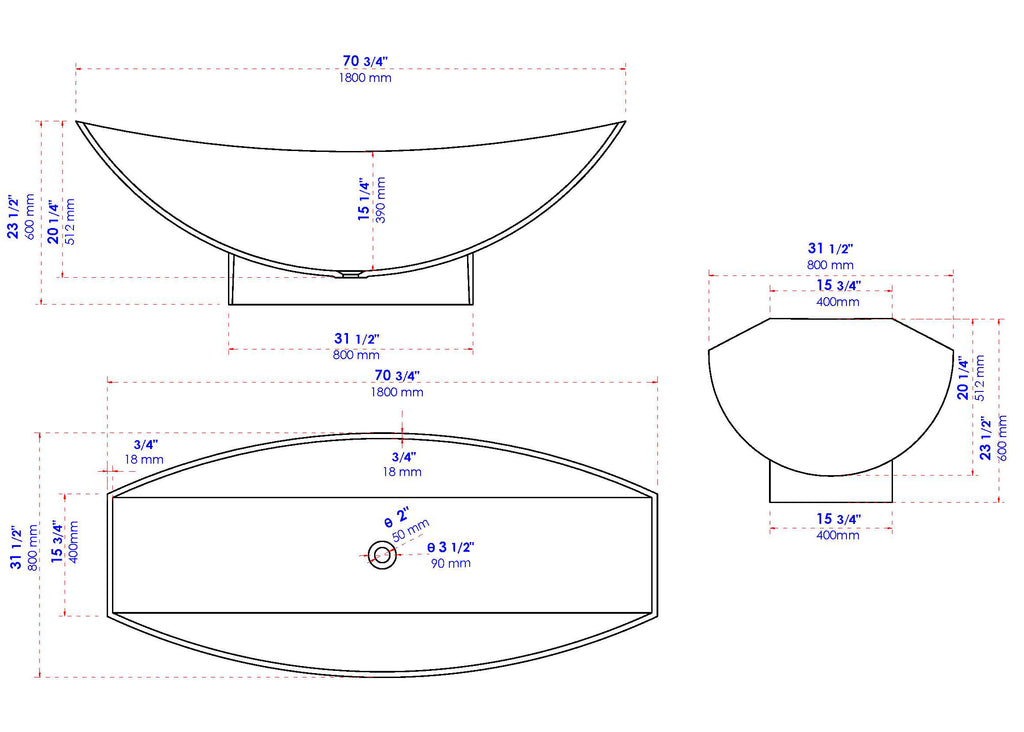 Black Matte 71 Inch Solid Surface Resin Free Standing Hammock Style Bathtub ALFI Brand (AB9991BM)