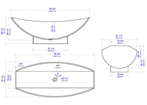 Black Matte 71 Inch Solid Surface Resin Free Standing Hammock Style Bathtub ALFI Brand (AB9991BM)