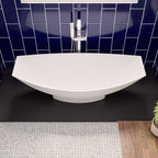 White Matte 71 Inch Solid Surface Resin Free Standing Hammock Style Bathtub ALFI Brand (AB9991)