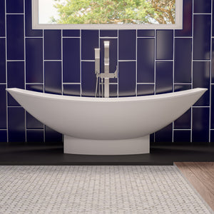 White Matte 71 Inch Solid Surface Resin Free Standing Hammock Style Bathtub ALFI Brand (AB9991)