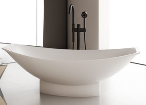 White Matte 71 Inch Solid Surface Resin Free Standing Hammock Style Bathtub ALFI Brand (AB9991)