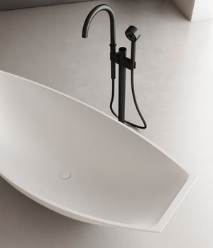 White Matte 71 Inch Solid Surface Resin Free Standing Hammock Style Bathtub ALFI Brand (AB9991)