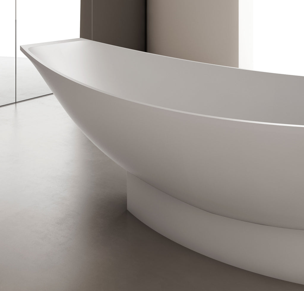 White Matte 71 Inch Solid Surface Resin Free Standing Hammock Style Bathtub ALFI Brand (AB9991)