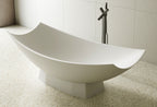 White Matte 71 Inch Solid Surface Resin Free Standing Hammock Style Bathtub ALFI Brand (AB9992)