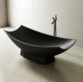 Black Matte 71 Inch Solid Surface Resin Free Standing Hammock Style Bathtub ALFI Brand (AB9992BM)