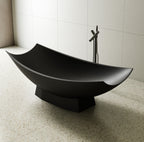 Black Matte 71 Inch Solid Surface Resin Free Standing Hammock Style Bathtub ALFI Brand (AB9992BM)
