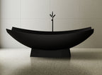 Black Matte 71 Inch Solid Surface Resin Free Standing Hammock Style Bathtub ALFI Brand (AB9992BM)