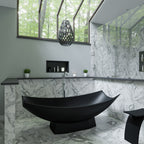 Black Matte 71 Inch Solid Surface Resin Free Standing Hammock Style Bathtub ALFI Brand (AB9992BM)