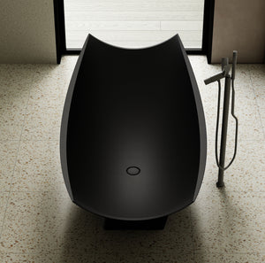 Black Matte 71 Inch Solid Surface Resin Free Standing Hammock Style Bathtub ALFI Brand (AB9992BM)
