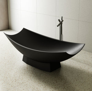 Black Matte 71 Inch Solid Surface Resin Free Standing Hammock Style Bathtub ALFI Brand (AB9992BM)