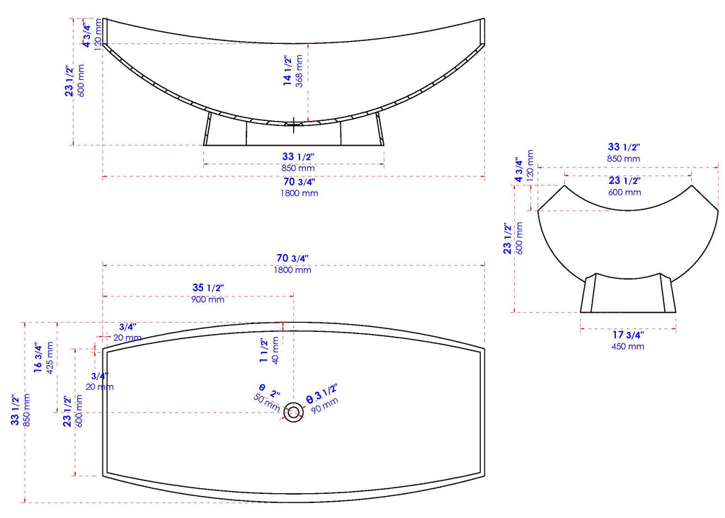 Black Matte 71 Inch Solid Surface Resin Free Standing Hammock Style Bathtub ALFI Brand (AB9992BM)