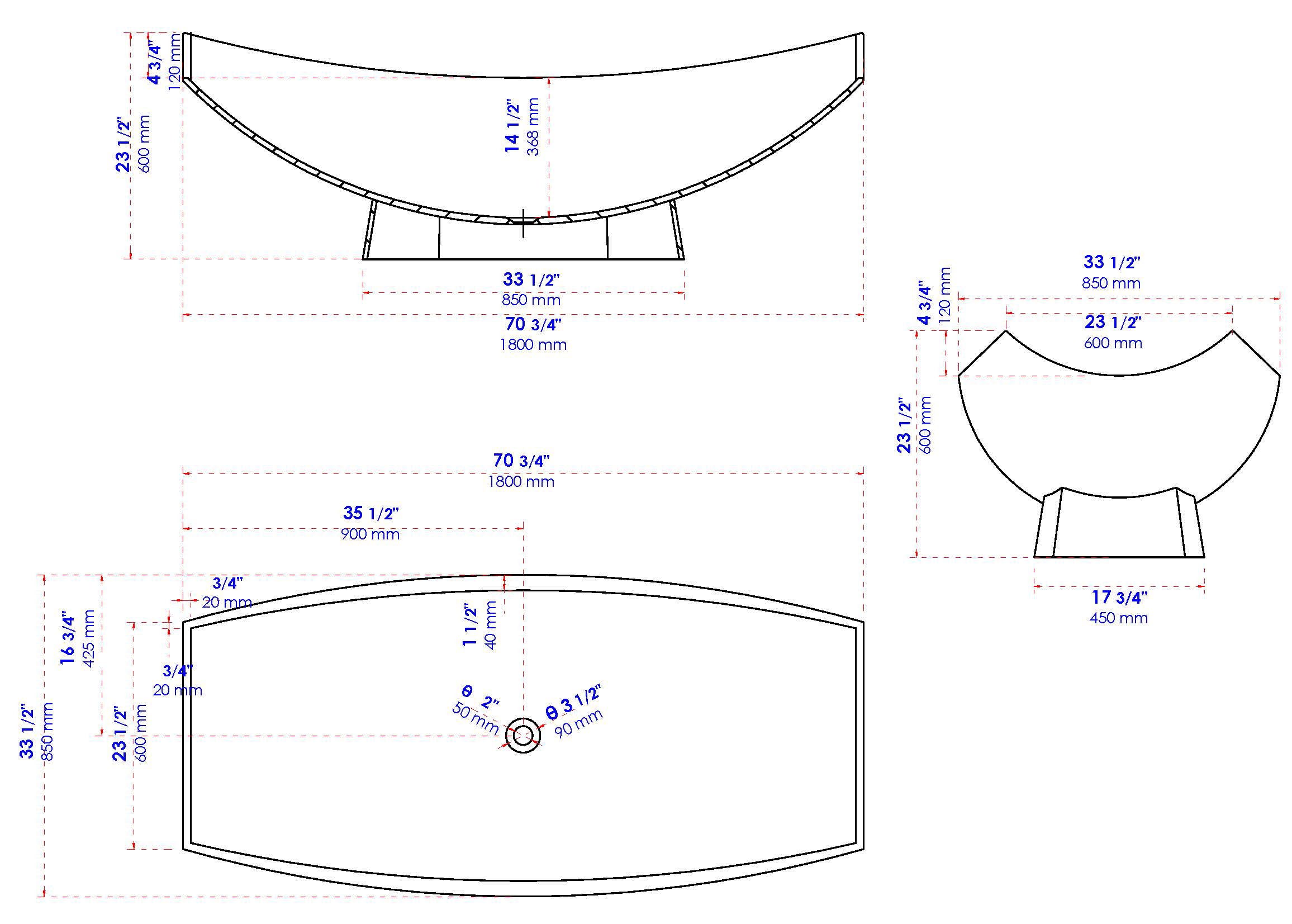 Black Matte 71 Inch Solid Surface Resin Free Standing Hammock Style Bathtub ALFI Brand (AB9992BM)