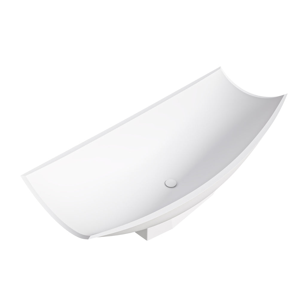 White Matte 71 Inch Solid Surface Resin Free Standing Hammock Style Bathtub ALFI Brand (AB9992)