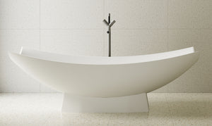 White Matte 71 Inch Solid Surface Resin Free Standing Hammock Style Bathtub ALFI Brand (AB9992)