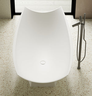 White Matte 71 Inch Solid Surface Resin Free Standing Hammock Style Bathtub ALFI Brand (AB9992)