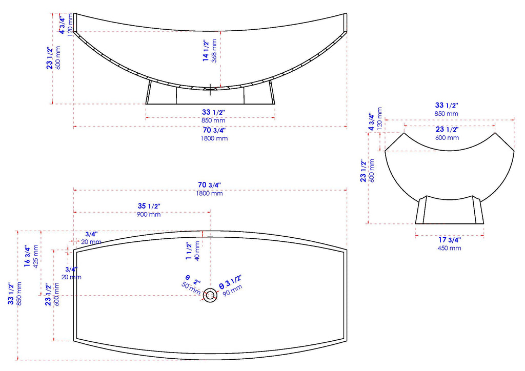 White Matte 71 Inch Solid Surface Resin Free Standing Hammock Style Bathtub ALFI Brand (AB9992)