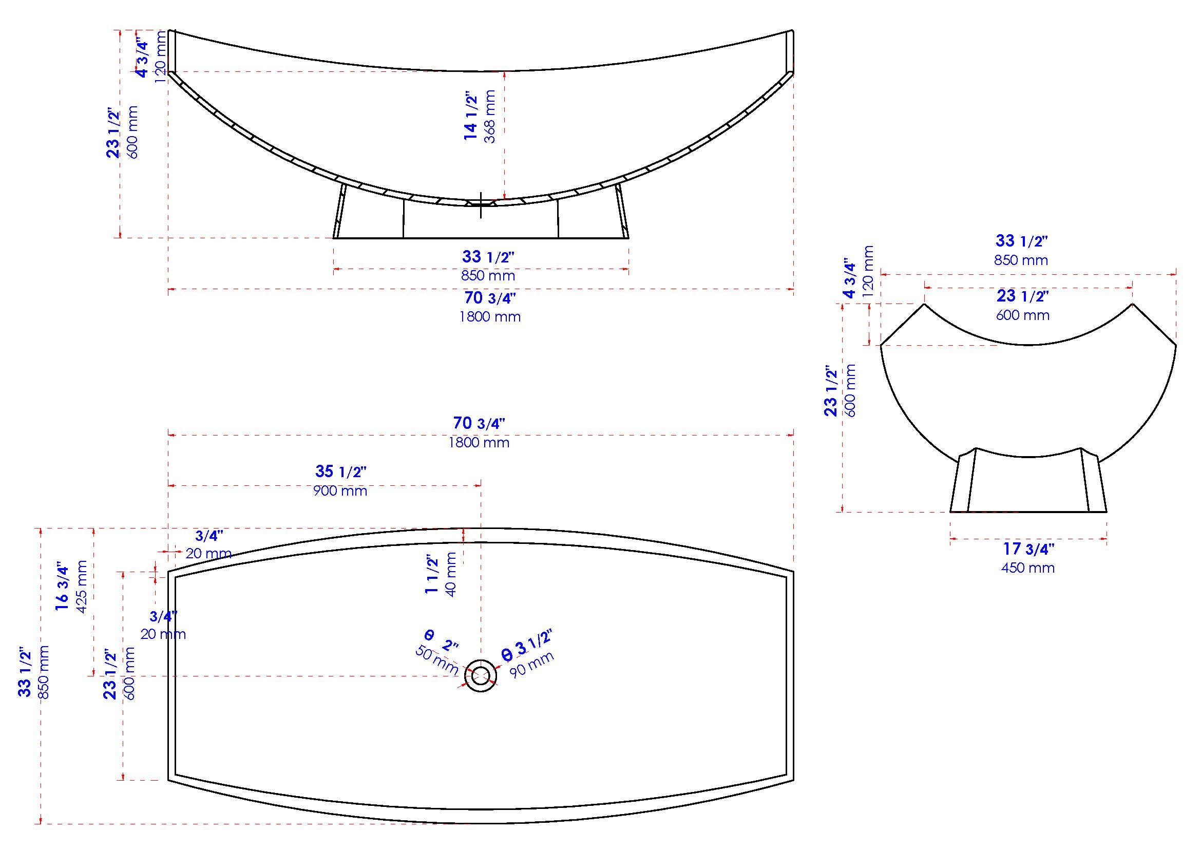 White Matte 71 Inch Solid Surface Resin Free Standing Hammock Style Bathtub ALFI Brand (AB9992)
