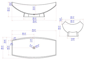 White Matte 71 Inch Solid Surface Resin Free Standing Hammock Style Bathtub ALFI Brand (AB9992)