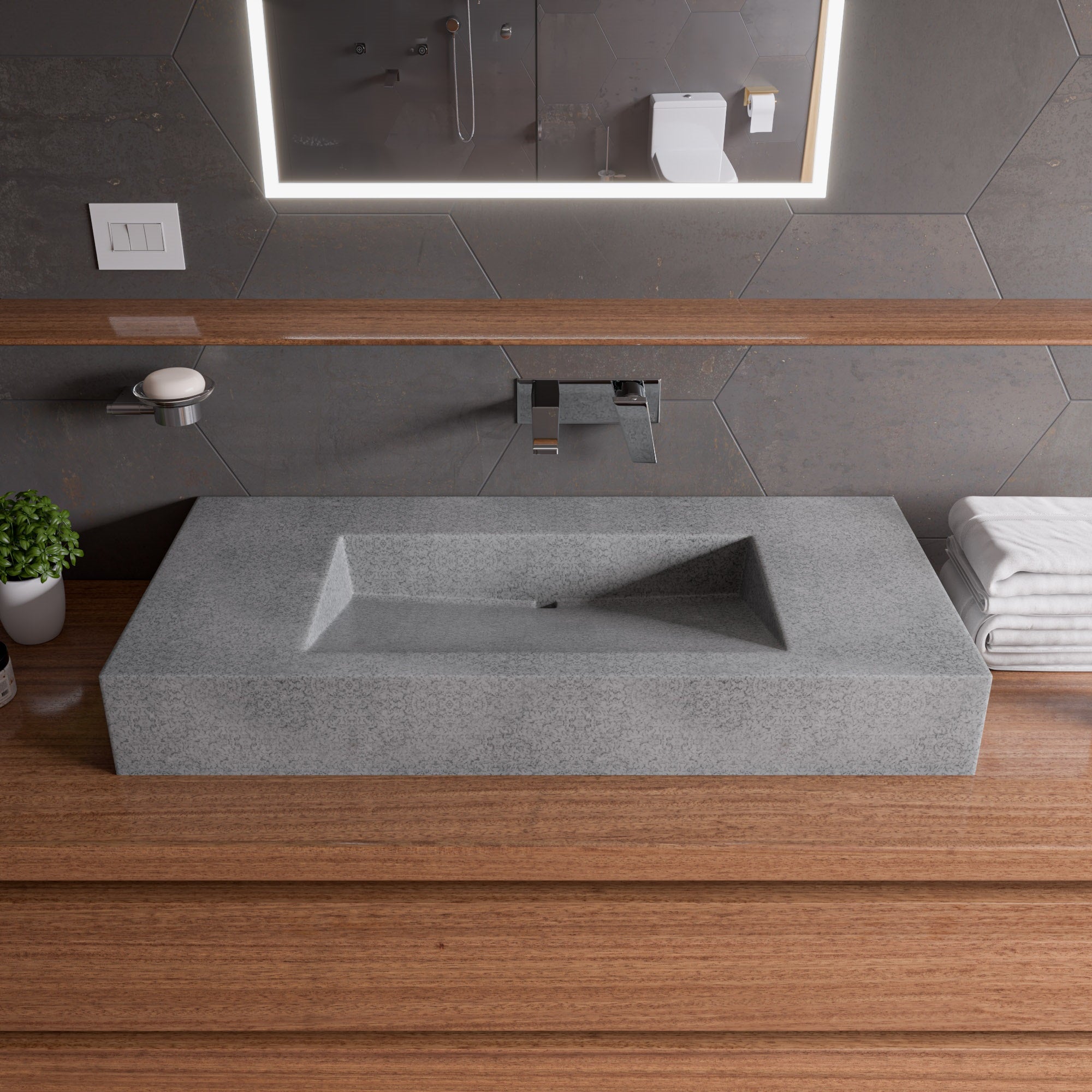 40 Inch Solid Concrete Rectangular Countertop Sink ALFI Brand (ABCO40R)
