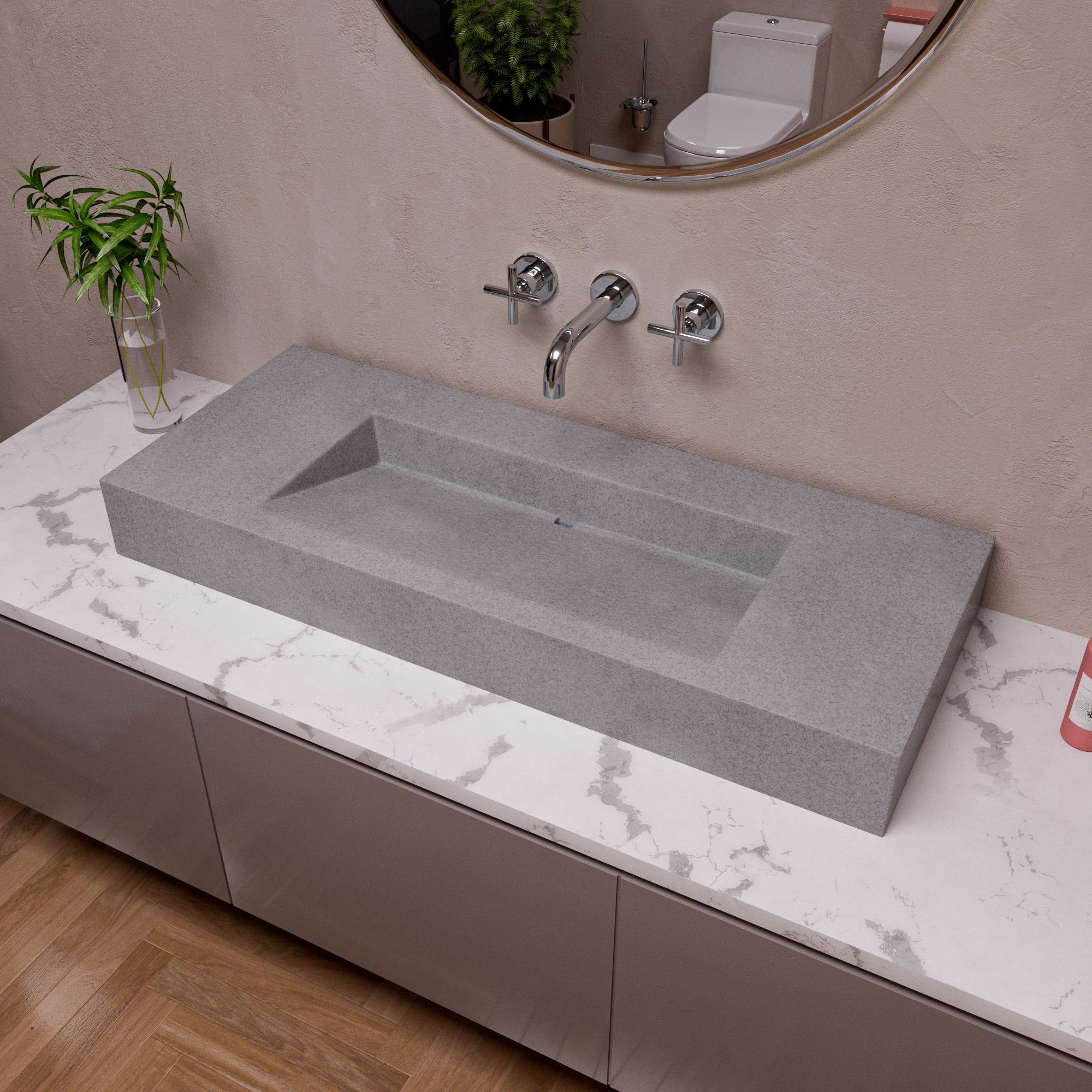 48 Inch Solid Concrete Rectangular Countertop Sink ALFI Brand (ABCO48R)