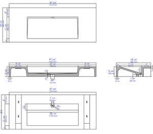 48 Inch Solid Concrete Rectangular Countertop Sink ALFI Brand (ABCO48R)
