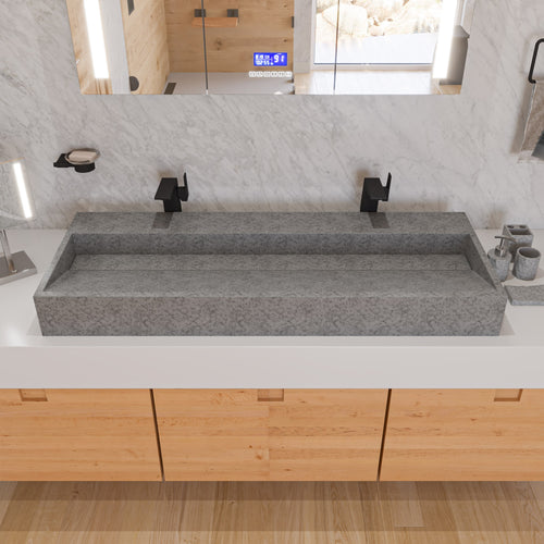 48 Inch Solid Concrete Gray Matte Trough Sink for the Bathroom ALFI Brand (ABCO48TR)