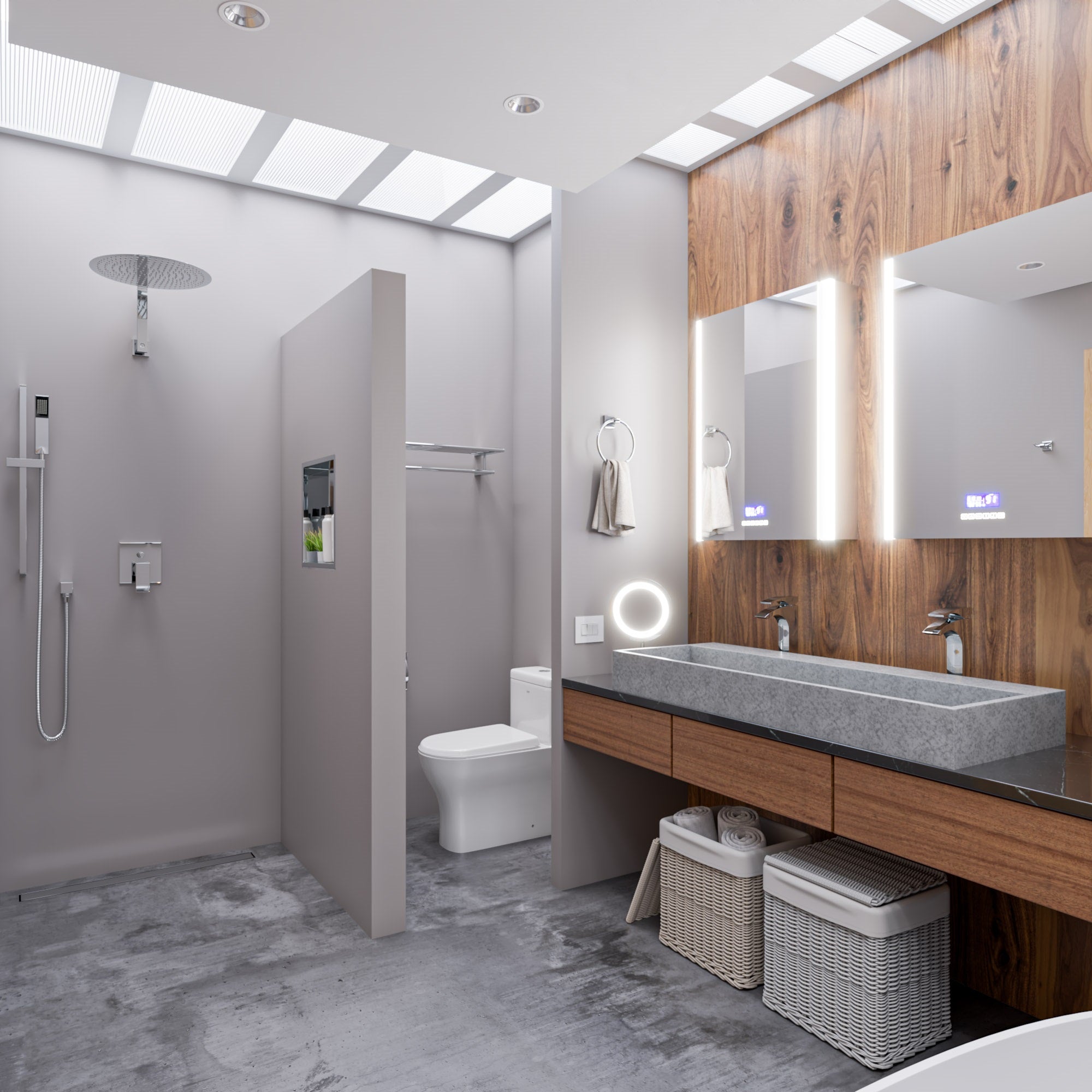 48 Inch Solid Concrete Gray Matte Trough Sink for the Bathroom ALFI Brand (ABCO48TR)