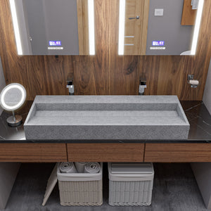48 Inch Solid Concrete Gray Matte Trough Sink for the Bathroom ALFI Brand (ABCO48TR)