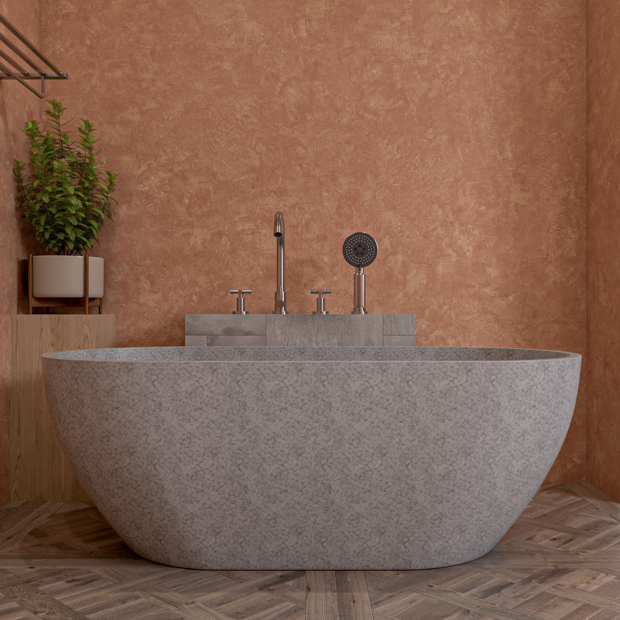 59" Solid Concrete Oval Freestanding Bathtub ALFI Brand (ABCO59TUB)