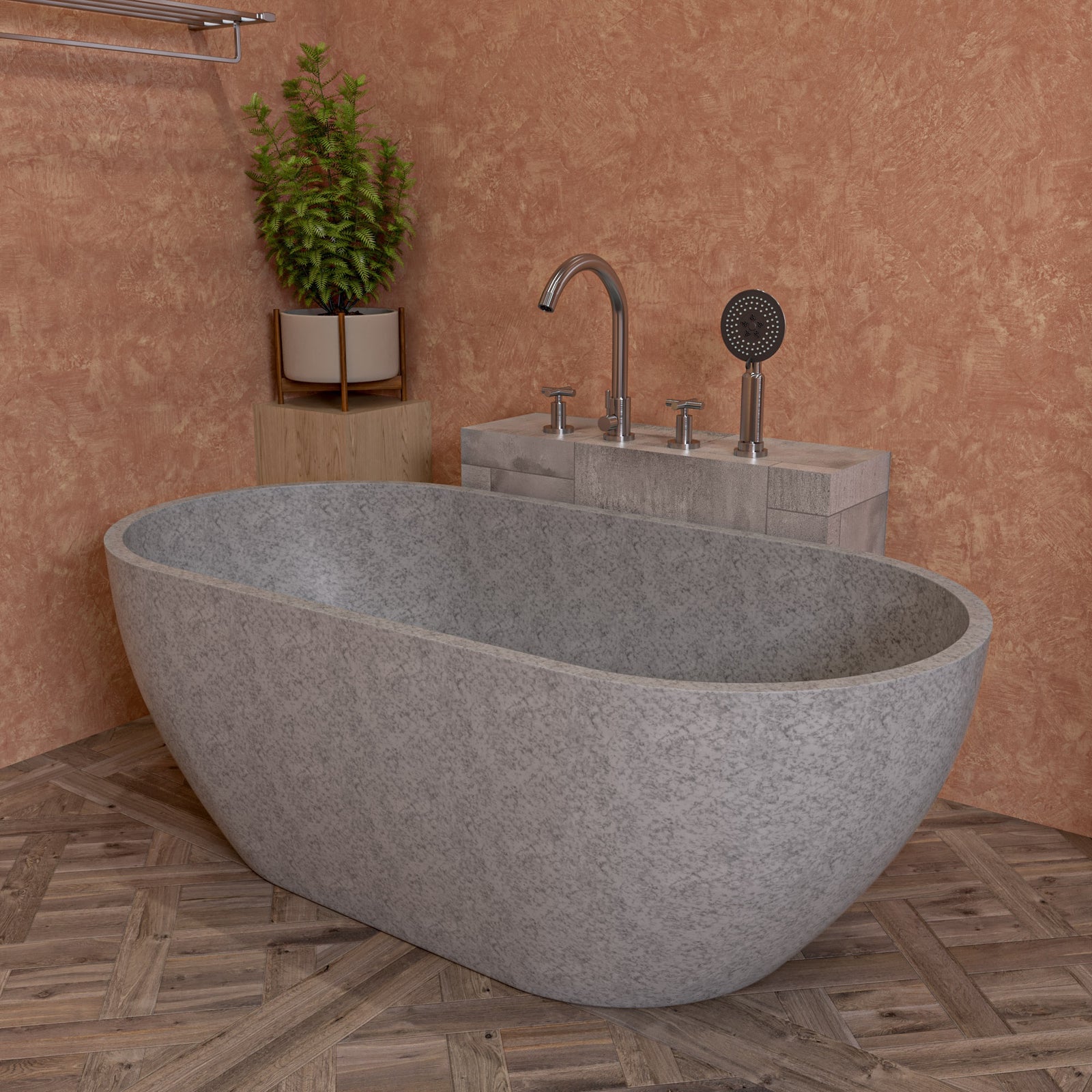 59" Solid Concrete Oval Freestanding Bathtub ALFI Brand (ABCO59TUB)