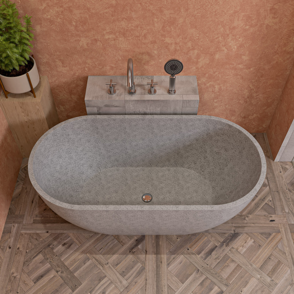 59" Solid Concrete Oval Freestanding Bathtub ALFI Brand (ABCO59TUB)