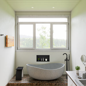 63 Inch Solid Concrete Gray Matte Oval Bathtub ALFI Brand (ABCO63TUB)