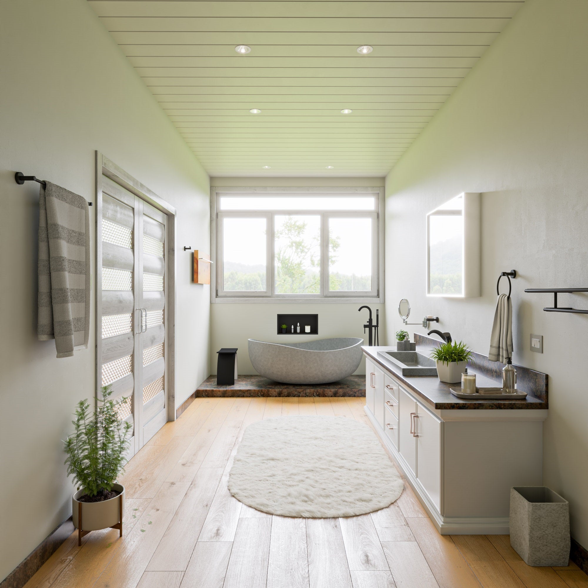 63 Inch Solid Concrete Gray Matte Oval Bathtub ALFI Brand (ABCO63TUB)