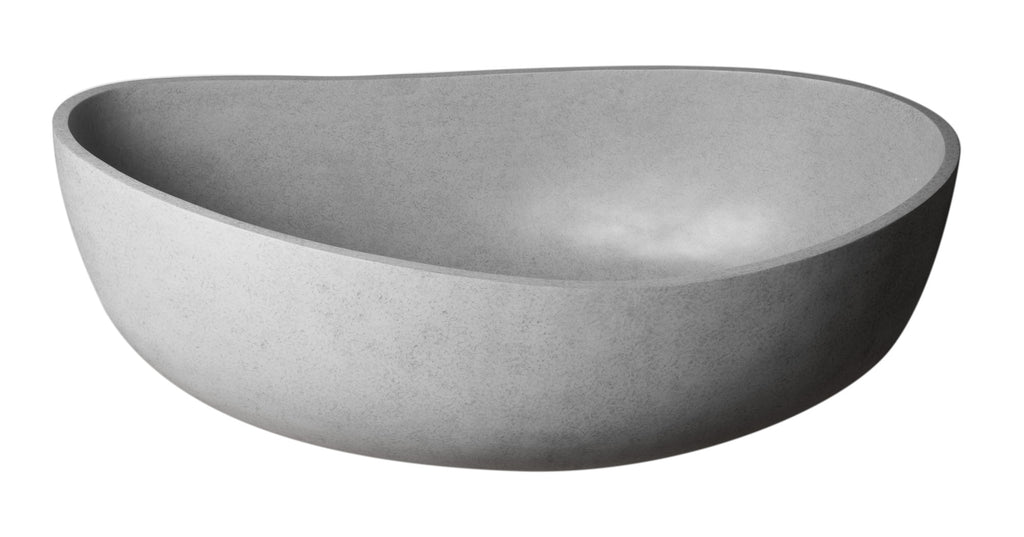 63 Inch Solid Concrete Gray Matte Oval Bathtub ALFI Brand (ABCO63TUB)
