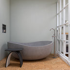 63 Inch Solid Concrete Gray Matte Oval Bathtub ALFI Brand (ABCO63TUB)