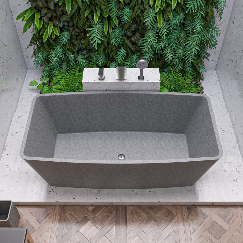 71 Inch Solid Concrete Rectangular Freestanding Bathtub ALFI Brand (ABCO71TUB)