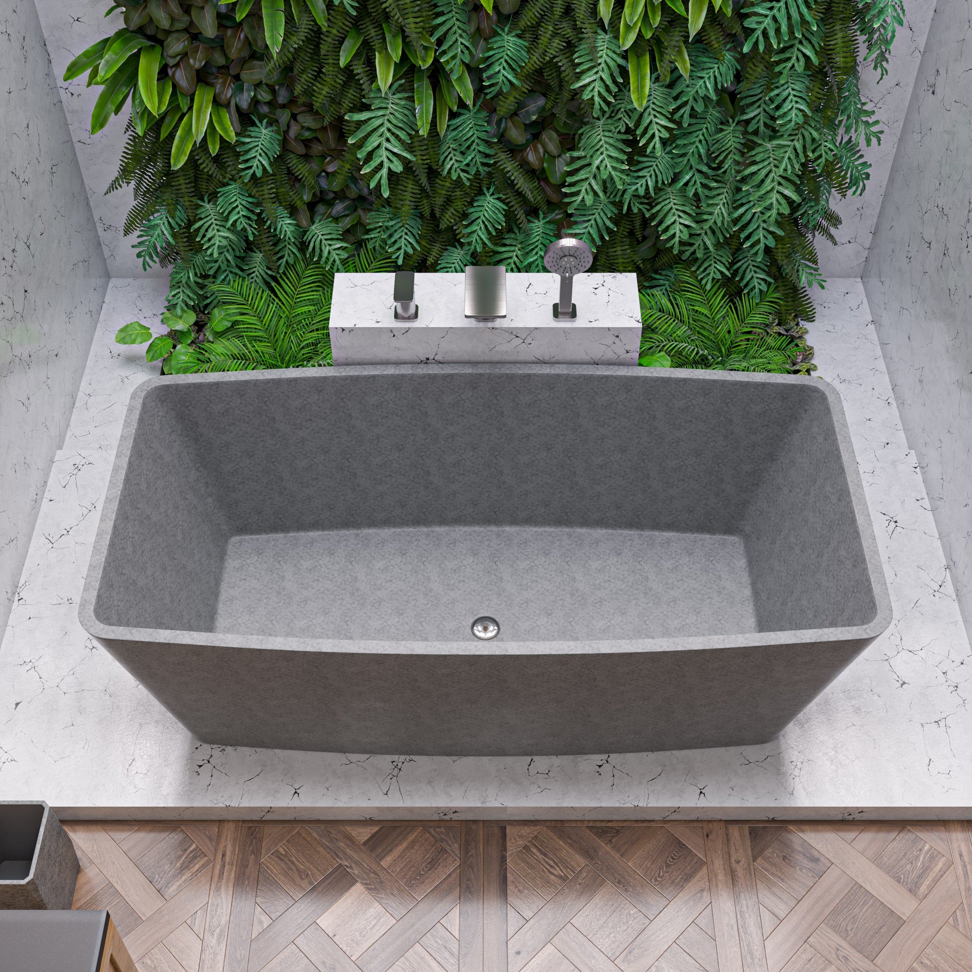 71 Inch Solid Concrete Rectangular Freestanding Bathtub ALFI Brand (ABCO71TUB)