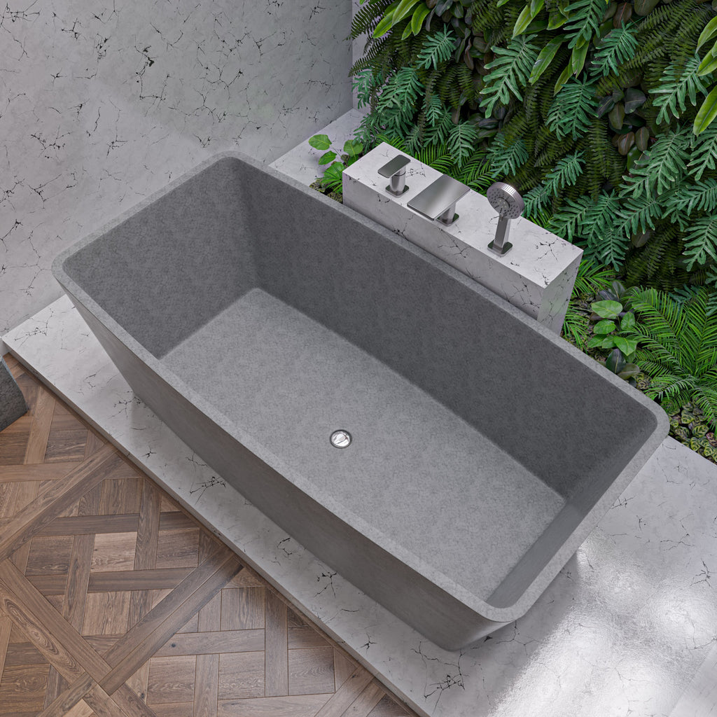 71 Inch Solid Concrete Rectangular Freestanding Bathtub ALFI Brand (ABCO71TUB)