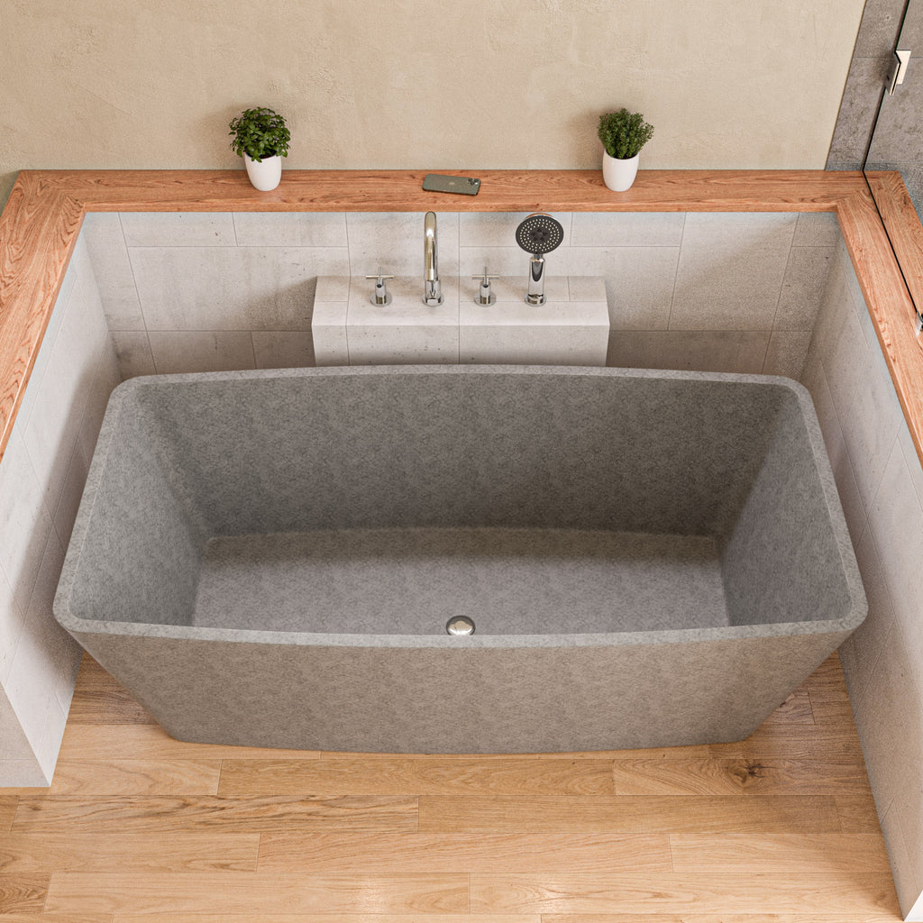 71 Inch Solid Concrete Rectangular Freestanding Bathtub ALFI Brand (ABCO71TUB)