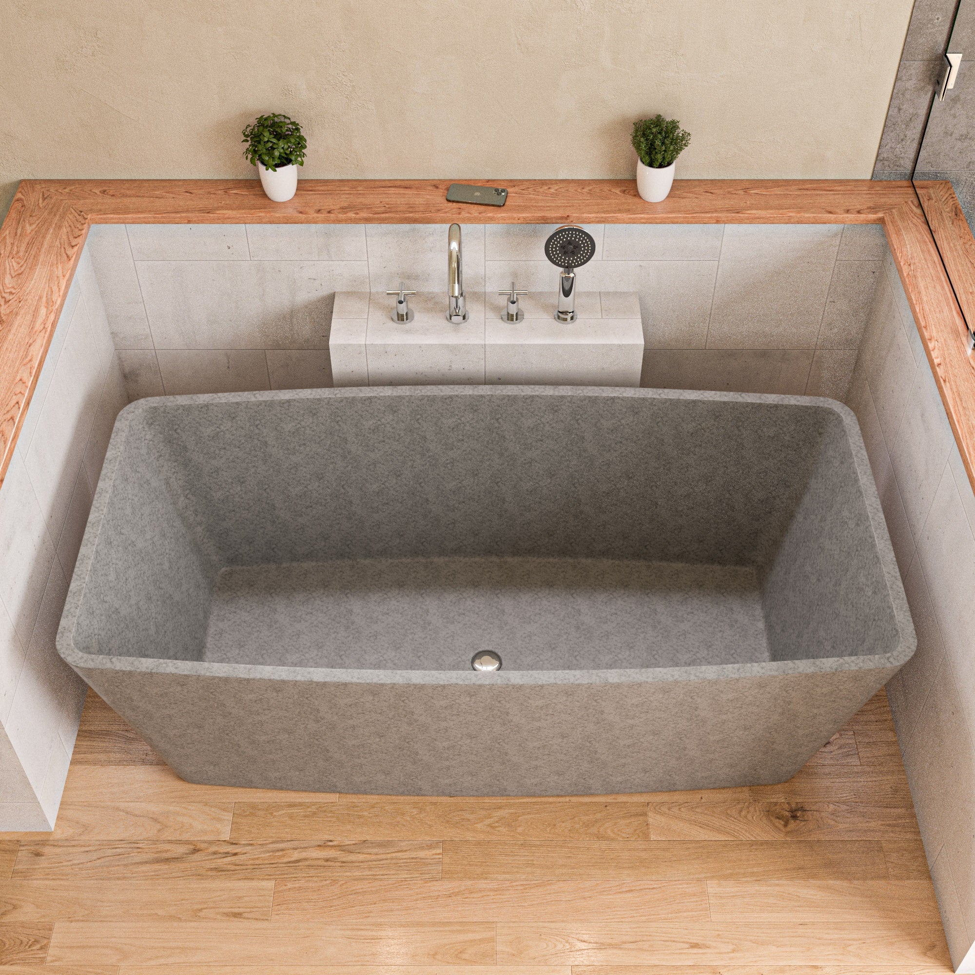 71 Inch Solid Concrete Rectangular Freestanding Bathtub ALFI Brand (ABCO71TUB)