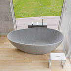 72 Inch Solid Concrete Tear Drop Freestanding Bathtub ALFI Brand (ABCO72TUB)