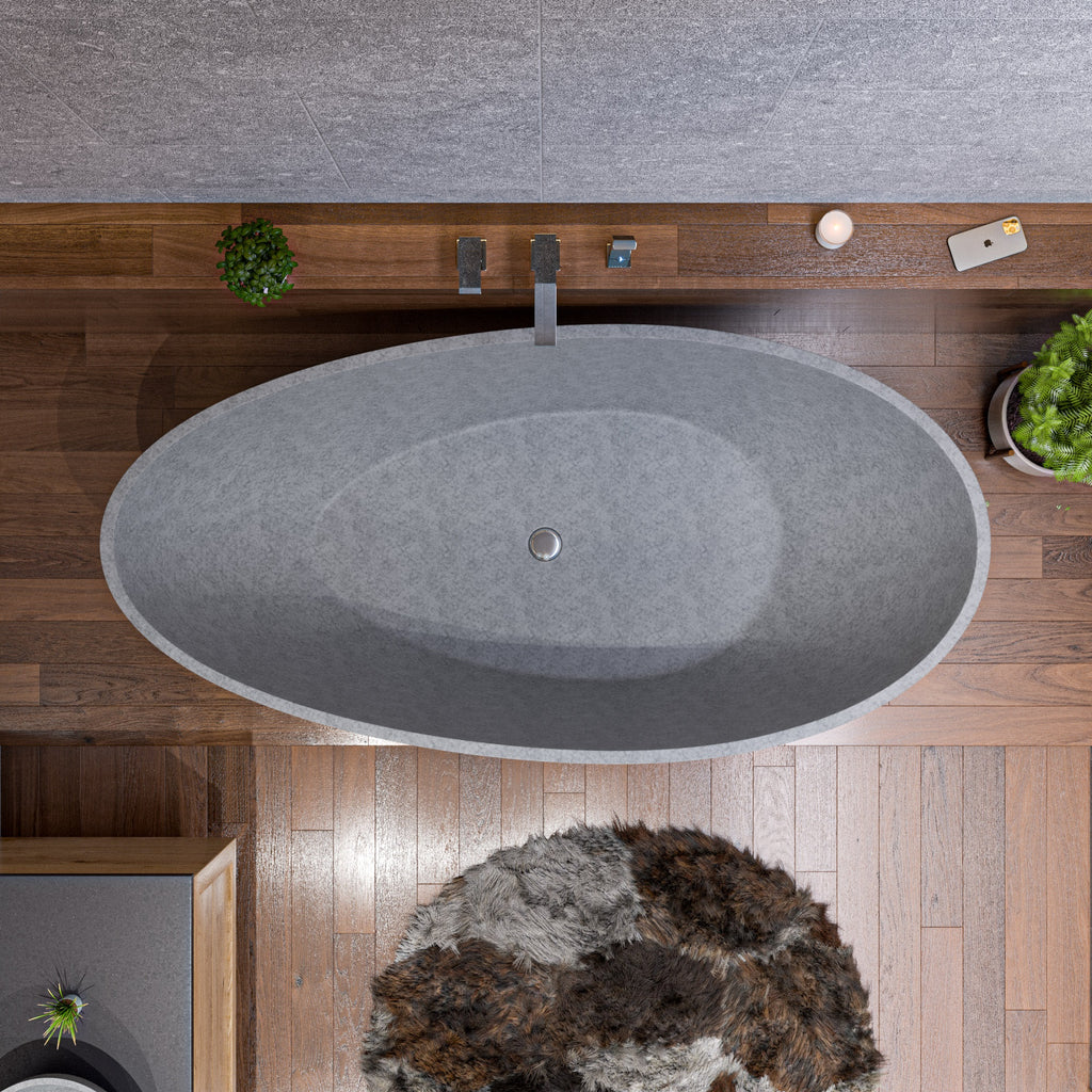 72 Inch Solid Concrete Tear Drop Freestanding Bathtub ALFI Brand (ABCO72TUB)