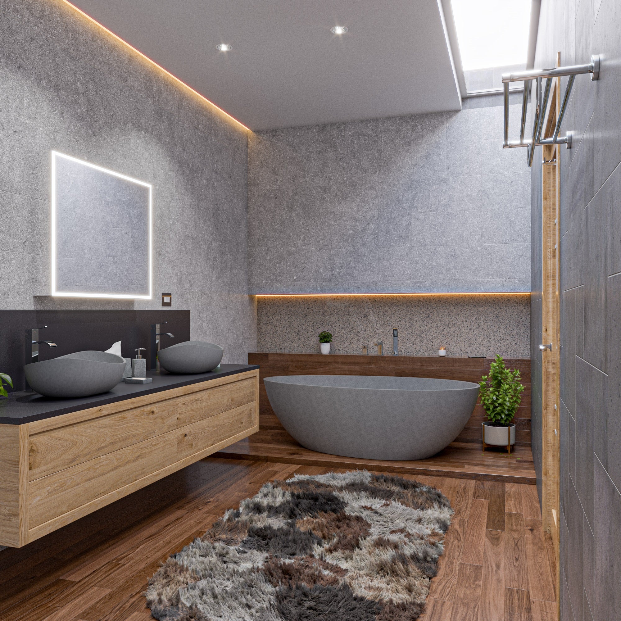 72 Inch Solid Concrete Tear Drop Freestanding Bathtub ALFI Brand (ABCO72TUB)